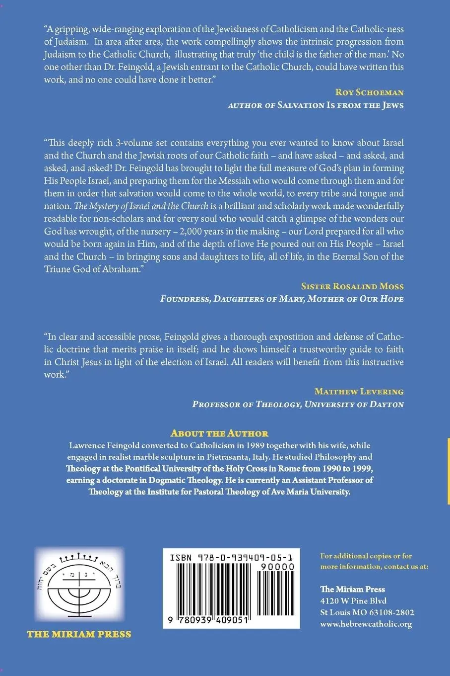 Rückseite: 9780939409051 | The Mystery of Israel and the Church, Vol. 3 | Lawrence Feingold
