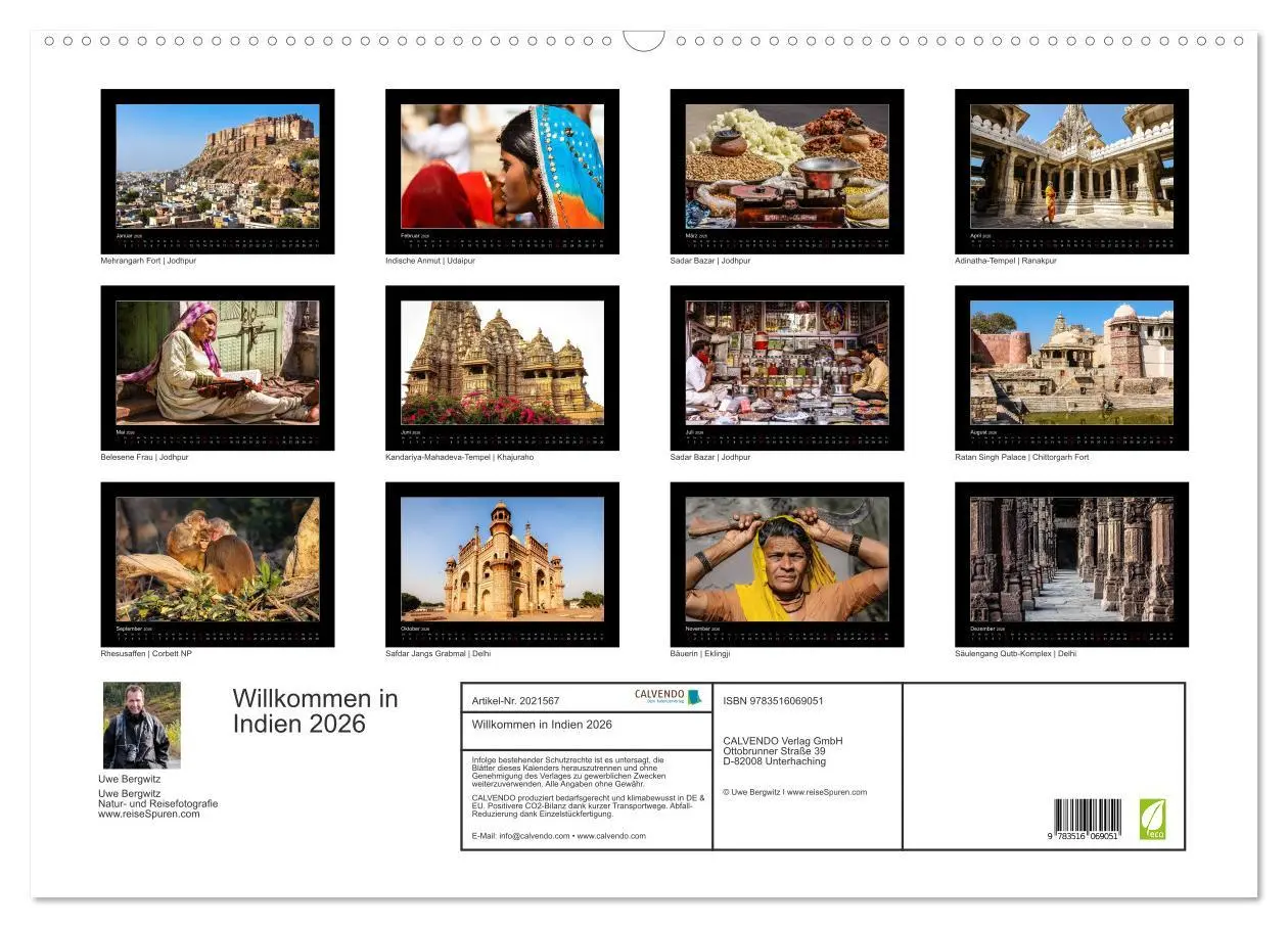 Bild: 9783516069051 | Willkommen in Indien 2026 (Wandkalender 2026 DIN A2 quer), CALVENDO...