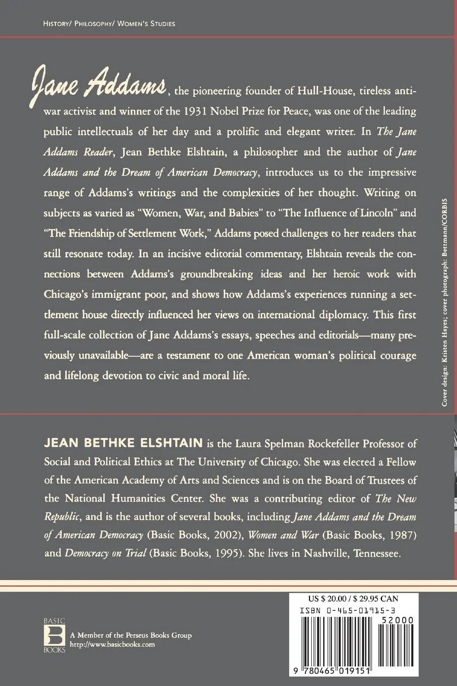 Rückseite: 9780465019151 | The Jane Addams Reader | Jane Addams | Taschenbuch | Englisch | 2001