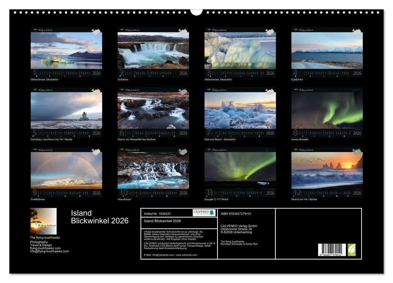 Bild: 9783457279151 | Island Blickwinkel 2026 (Wandkalender 2026 DIN A2 quer), CALVENDO...