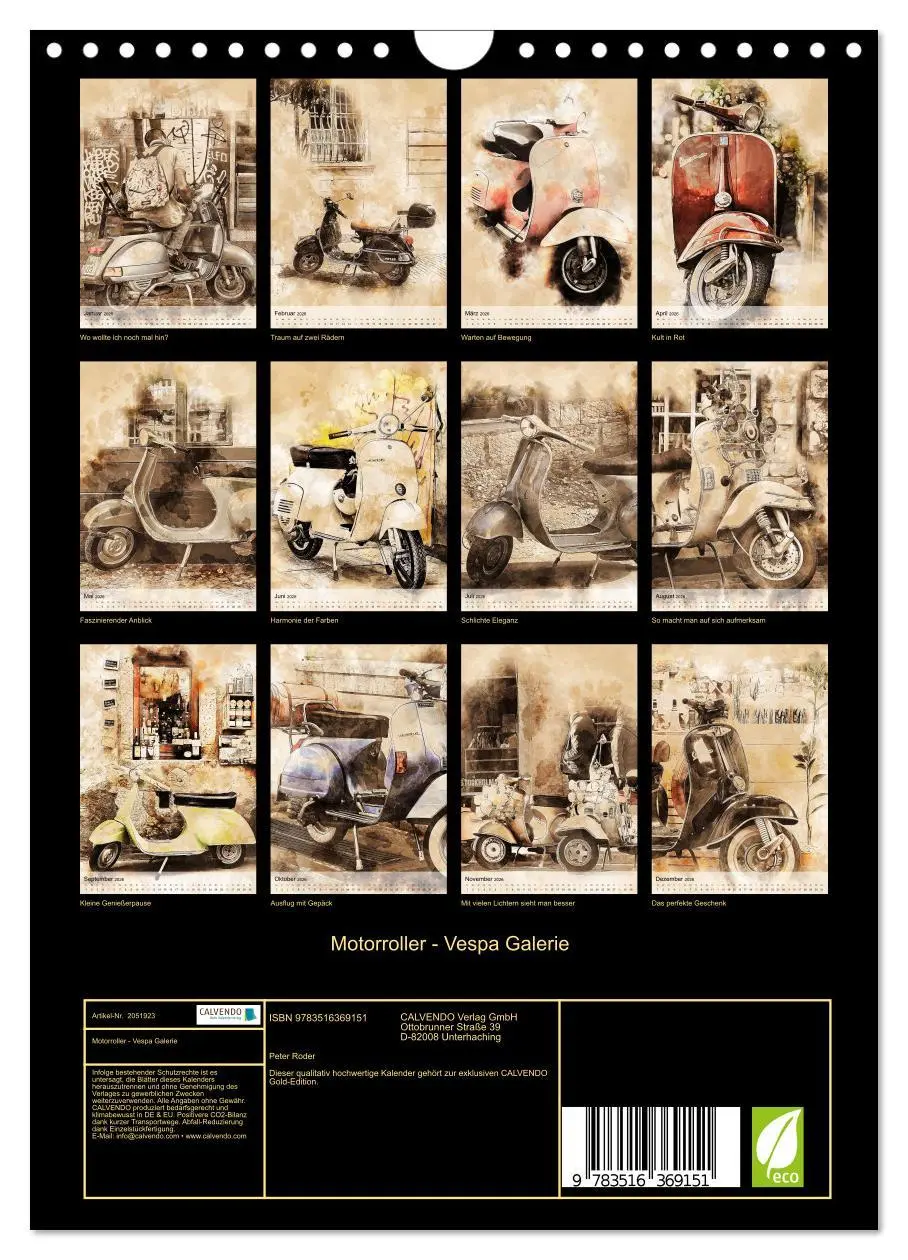 Bild: 9783516369151 | Motorroller - Vespa Galerie (Wandkalender 2026 DIN A4 hoch),...