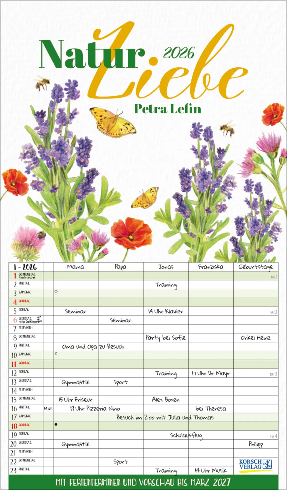 Cover: 9783731889151 | NaturLiebe 2026 | Korsch Verlag | Kalender | 14 S. | Deutsch | 2027