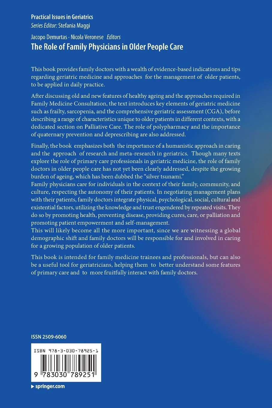 Rückseite: 9783030789251 | The Role of Family Physicians in Older People Care | Veronese (u. a.)