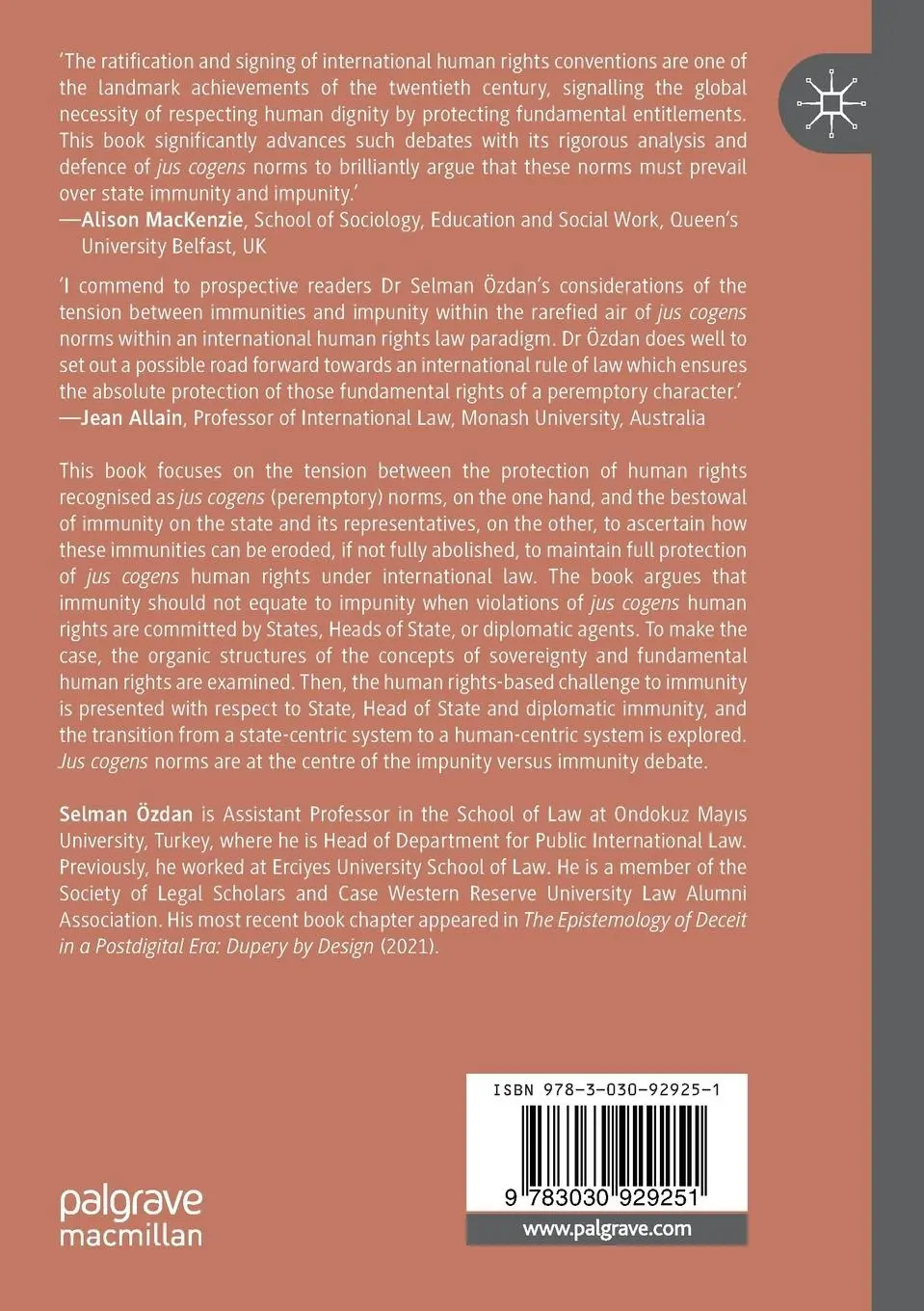 Rückseite: 9783030929251 | The Human Rights Challenge to Immunity in International Law | Özdan