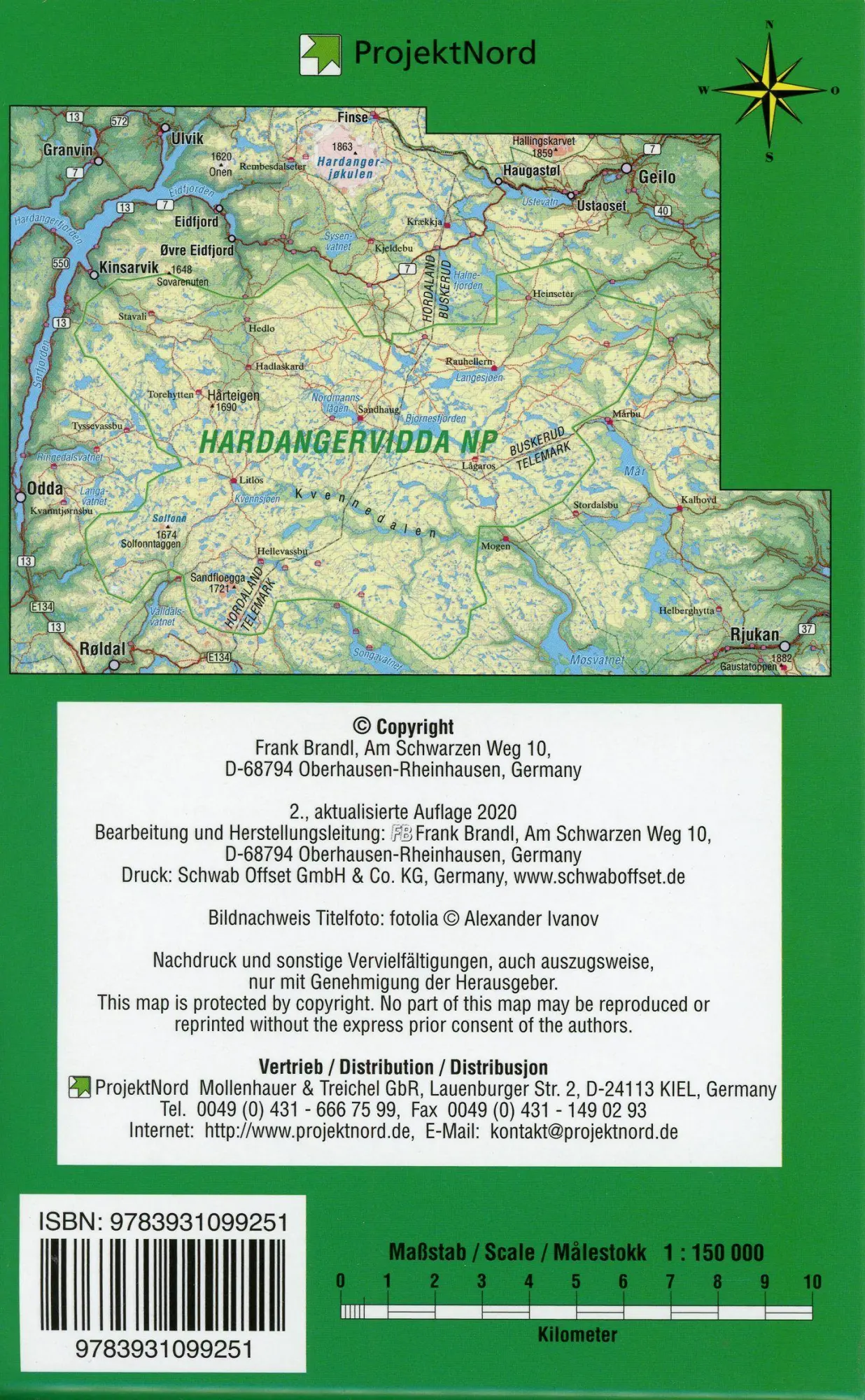 Bild: 9783931099251 | Hardangervidda 1 : 150 000 | Frank Brandl | (Land-)Karte | Deutsch
