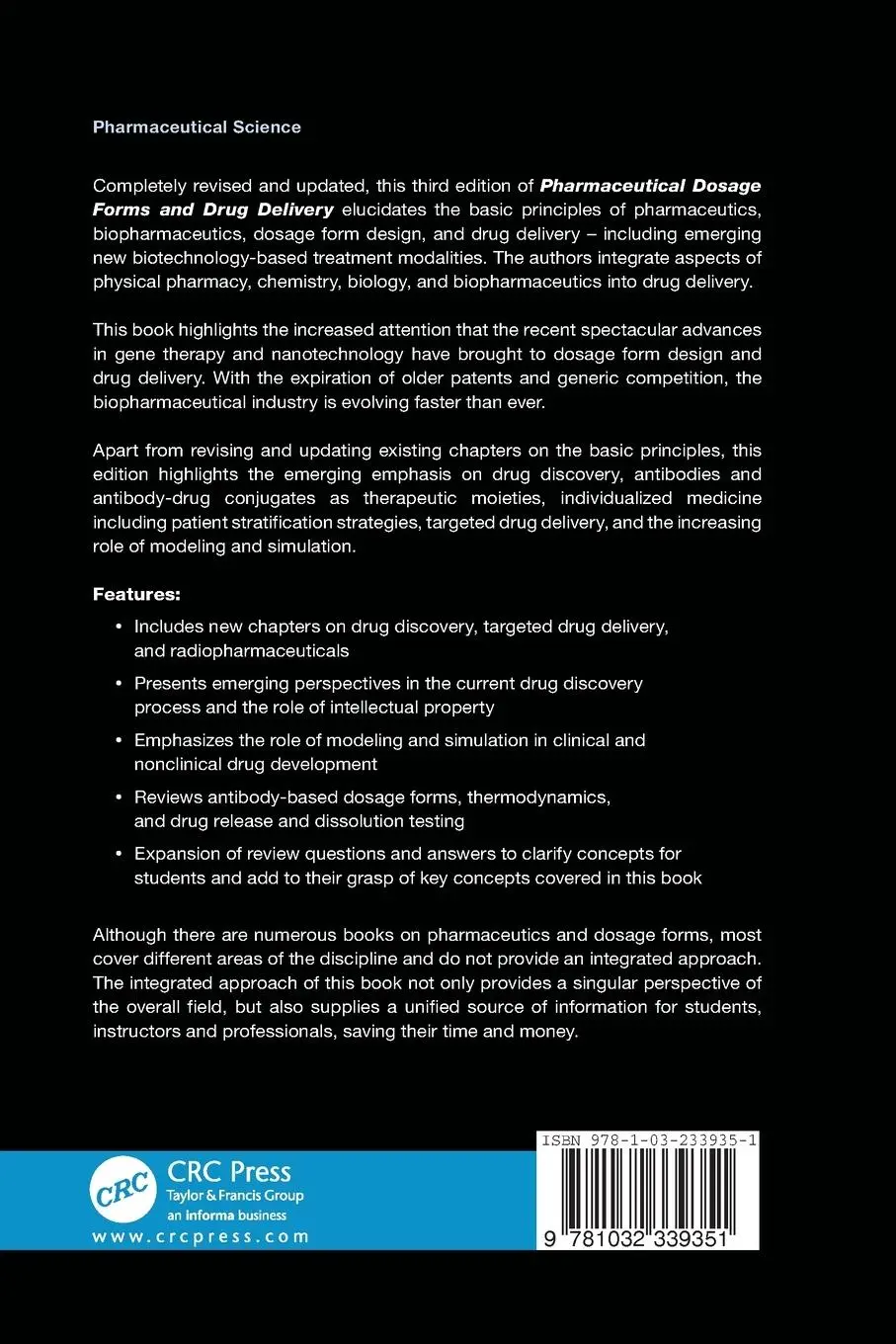 Rückseite: 9781032339351 | Pharmaceutical Dosage Forms and Drug Delivery | Revised and Expanded
