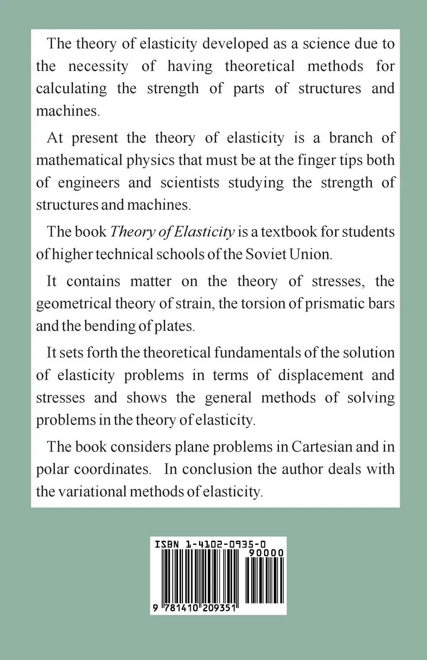 Rückseite: 9781410209351 | Theory of Elasticity | Mikhail Filonenko-Borodich | Taschenbuch | 2003