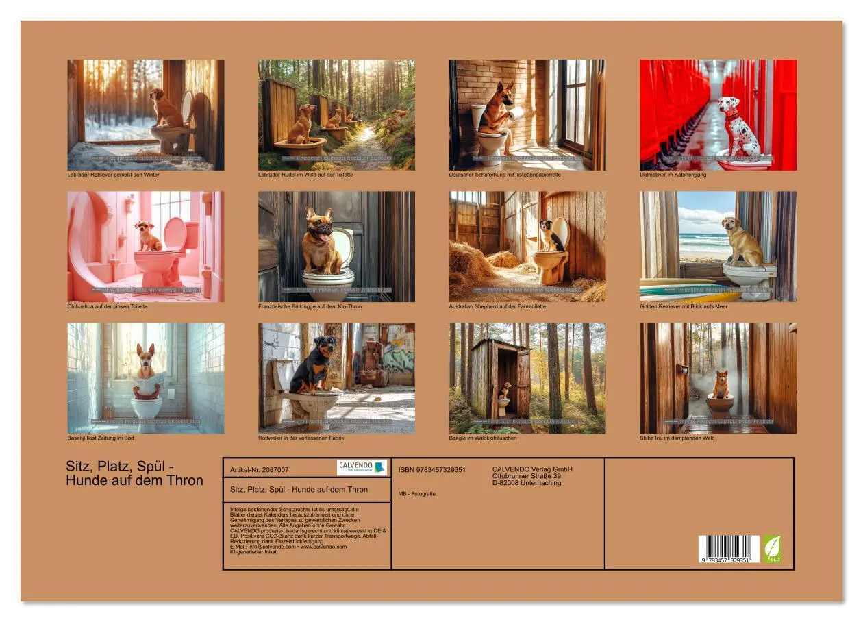 Bild: 9783457329351 | Sitz, Platz, Spül - Hunde auf dem Thron (Wandkalender 2026 DIN A2...