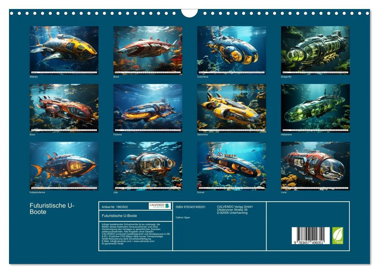 Bild: 9783457499351 | Futuristische U-Boote (Wandkalender 2026 DIN A3 quer), CALVENDO...