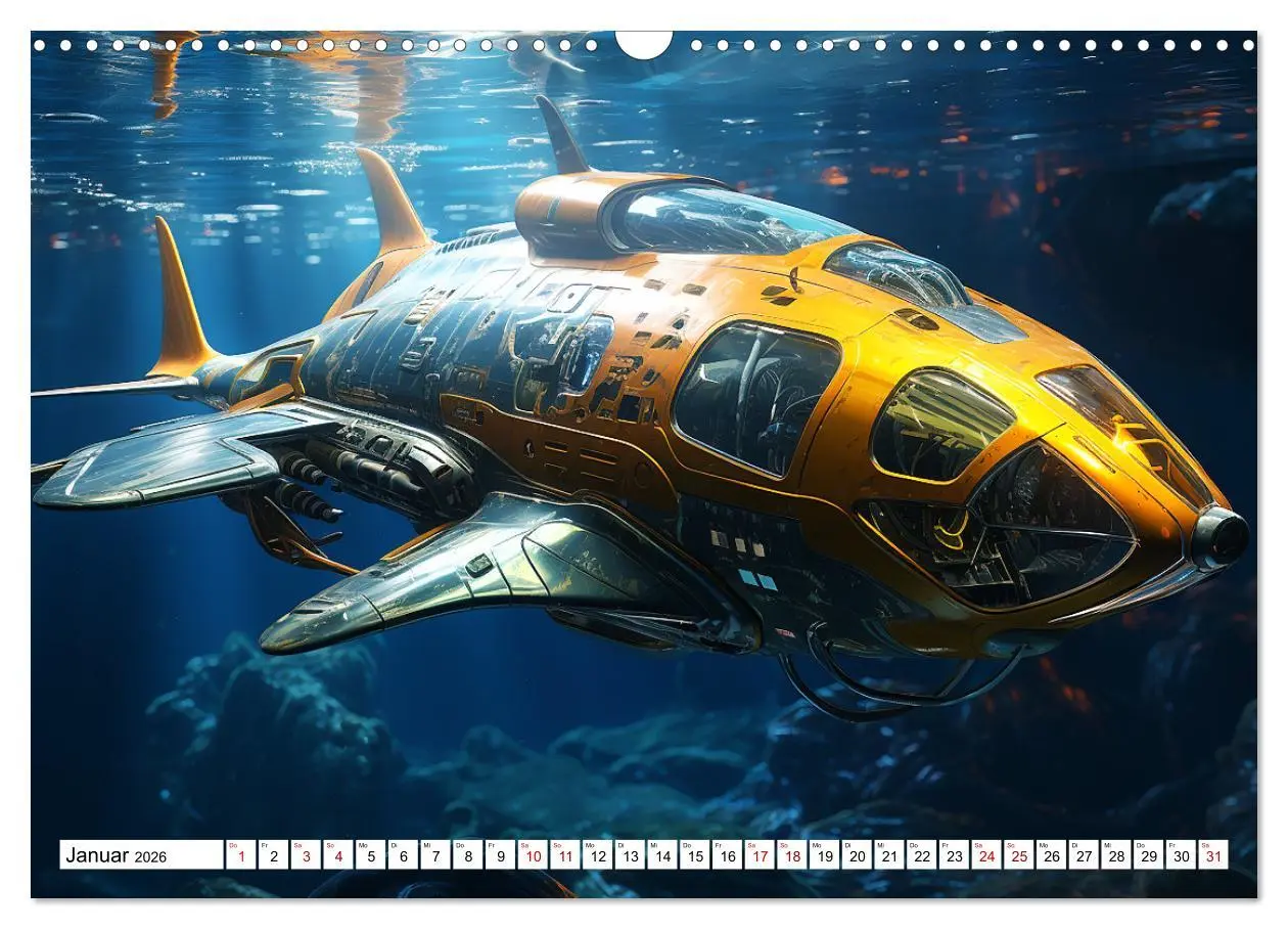 Bild: 9783457499351 | Futuristische U-Boote (Wandkalender 2026 DIN A3 quer), CALVENDO...