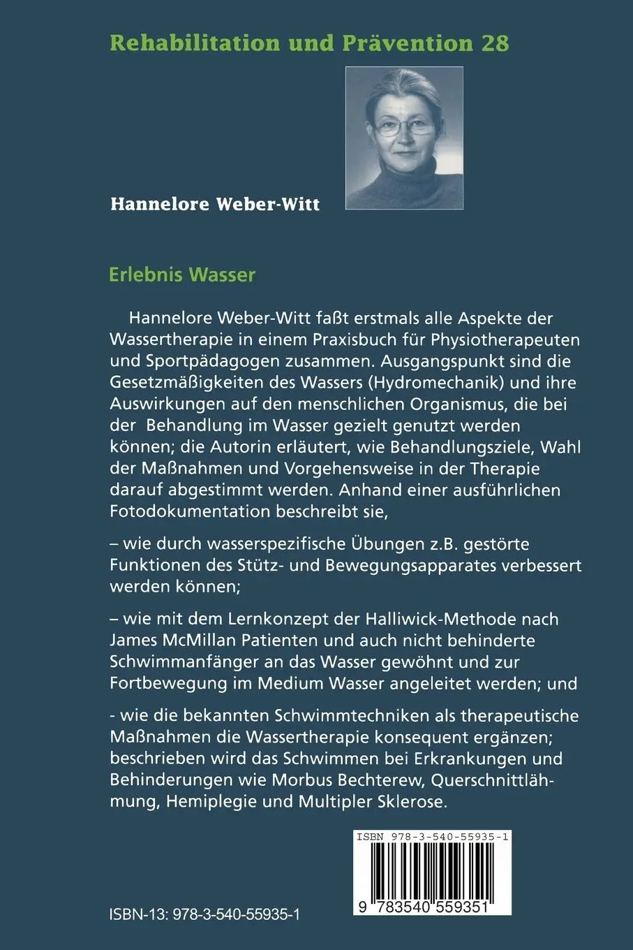Rückseite: 9783540559351 | Erlebnis Wasser | Therapeutische Übungen und Schwimmen | Weber-Witt