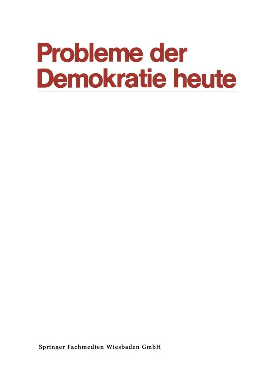 Cover: 9783663009351 | Probleme der Demokratie heute | Frieder Naschold (u. a.) | Taschenbuch