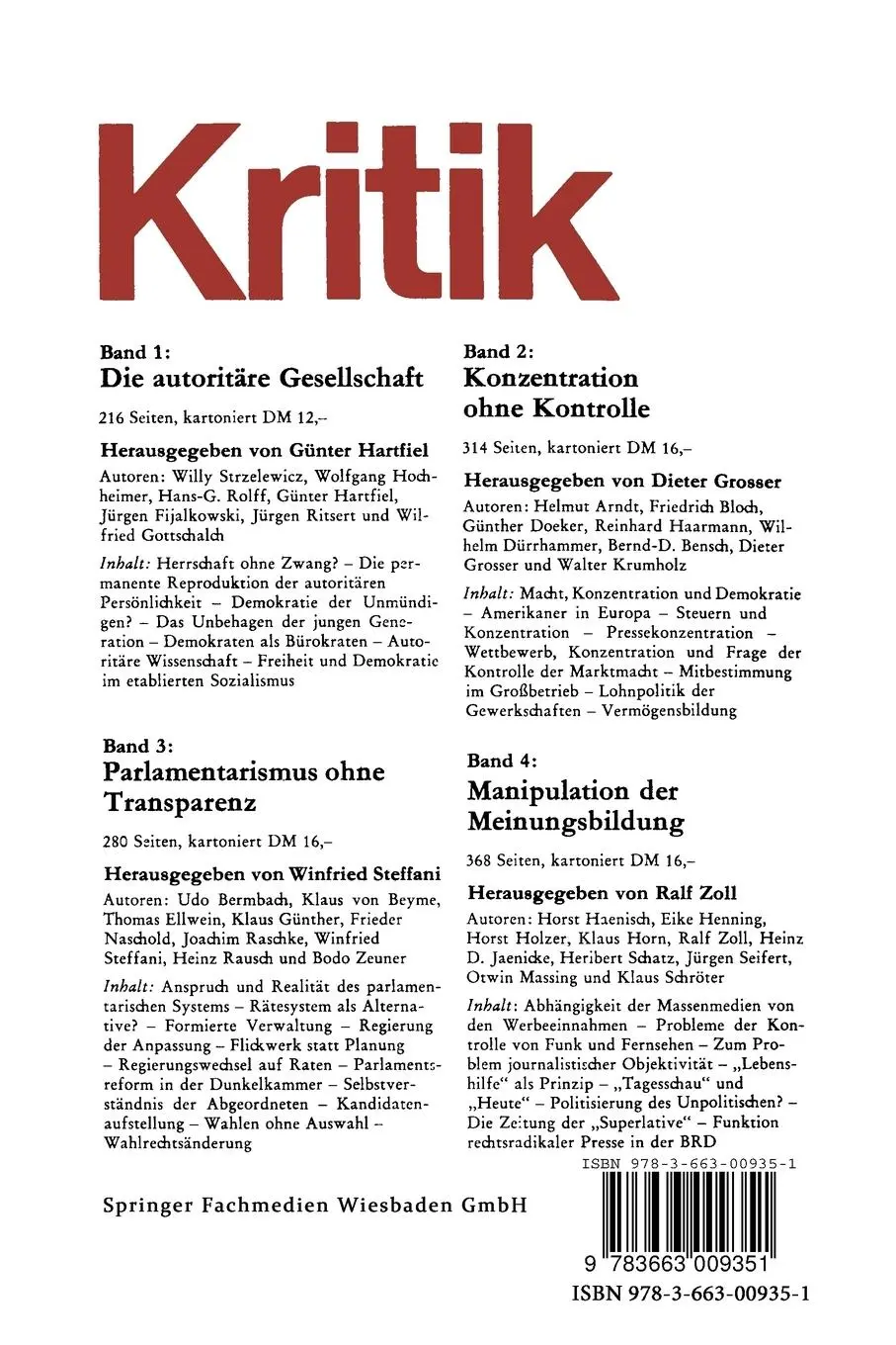 Rückseite: 9783663009351 | Probleme der Demokratie heute | Frieder Naschold (u. a.) | Taschenbuch