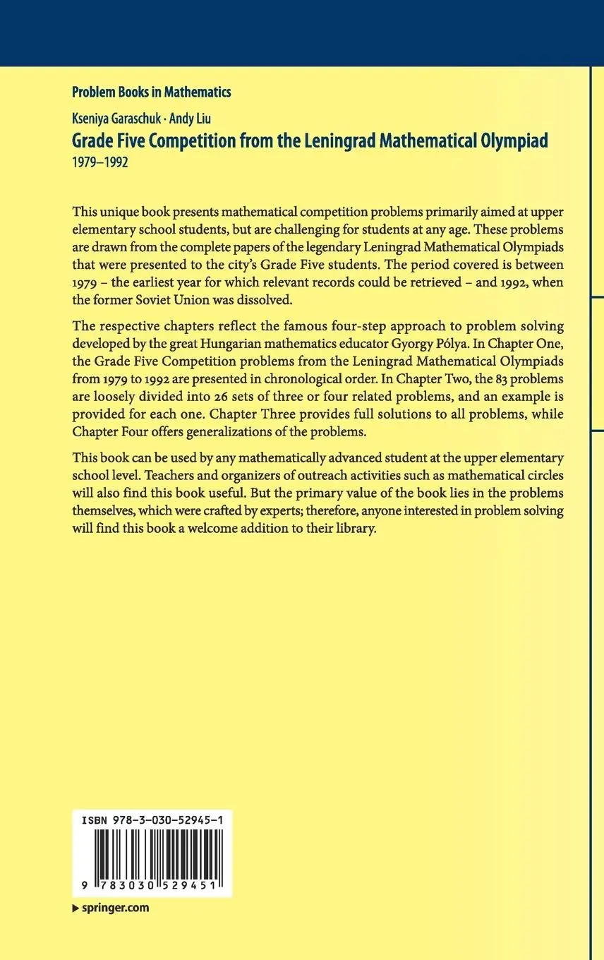 Rückseite: 9783030529451 | Grade Five Competition from the Leningrad Mathematical Olympiad | Buch