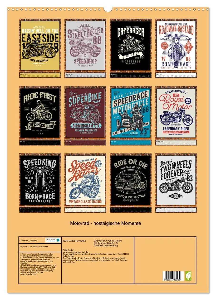 Bild: 9783516409451 | Motorrad - nostalgische Momente (Wandkalender 2026 DIN A2 hoch),...