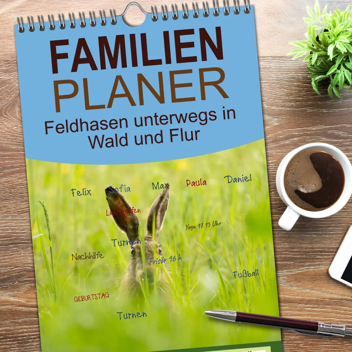 Bild: 9783516649451 | Familienplaner 2026 - Feldhasen unterwegs in Wald und Flur mit 5...