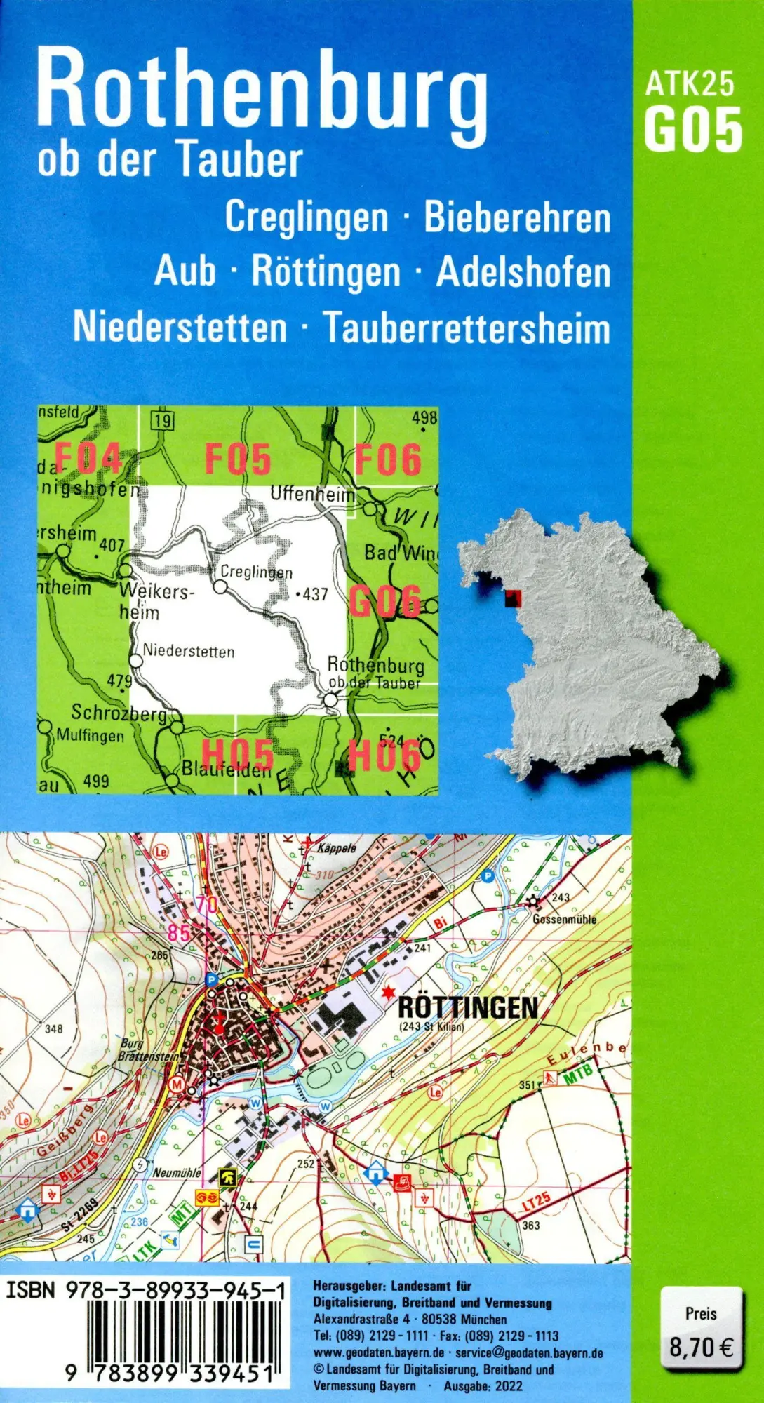 Bild: 9783899339451 | Rothenburg ob der Tauber 1:25 000 | Digitalisierung | (Land-)Karte