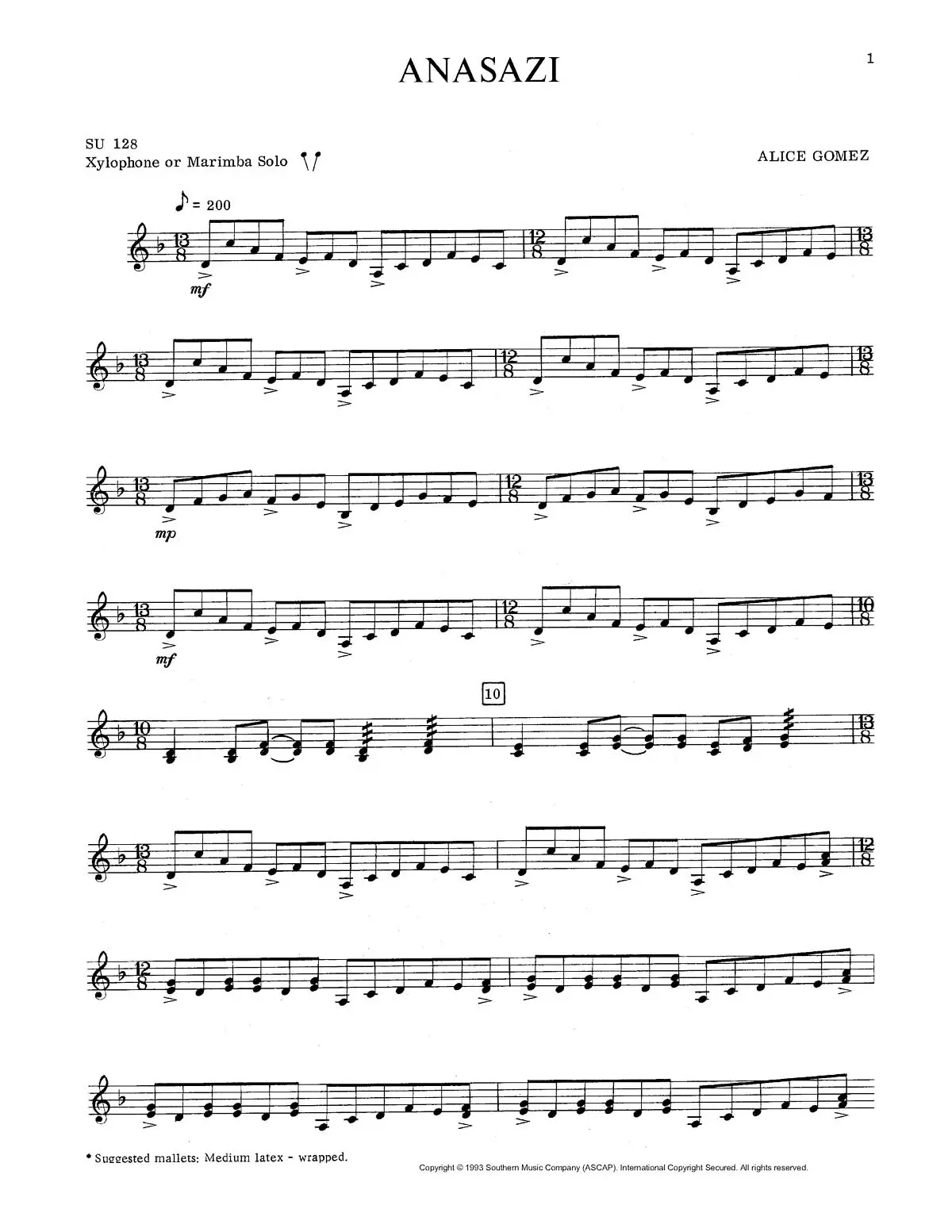 Cover: 884088759551 | Anasazi | Marimba Unaccompanied | Alice Gomez | Broschüre | Buch