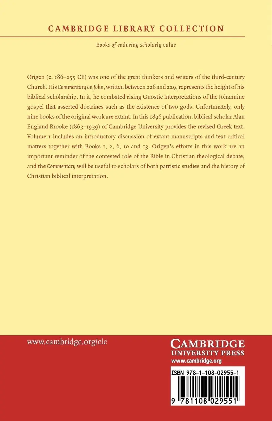 Rückseite: 9781108029551 | The Commentary of Origen on S. John's Gospel | Origen | Taschenbuch