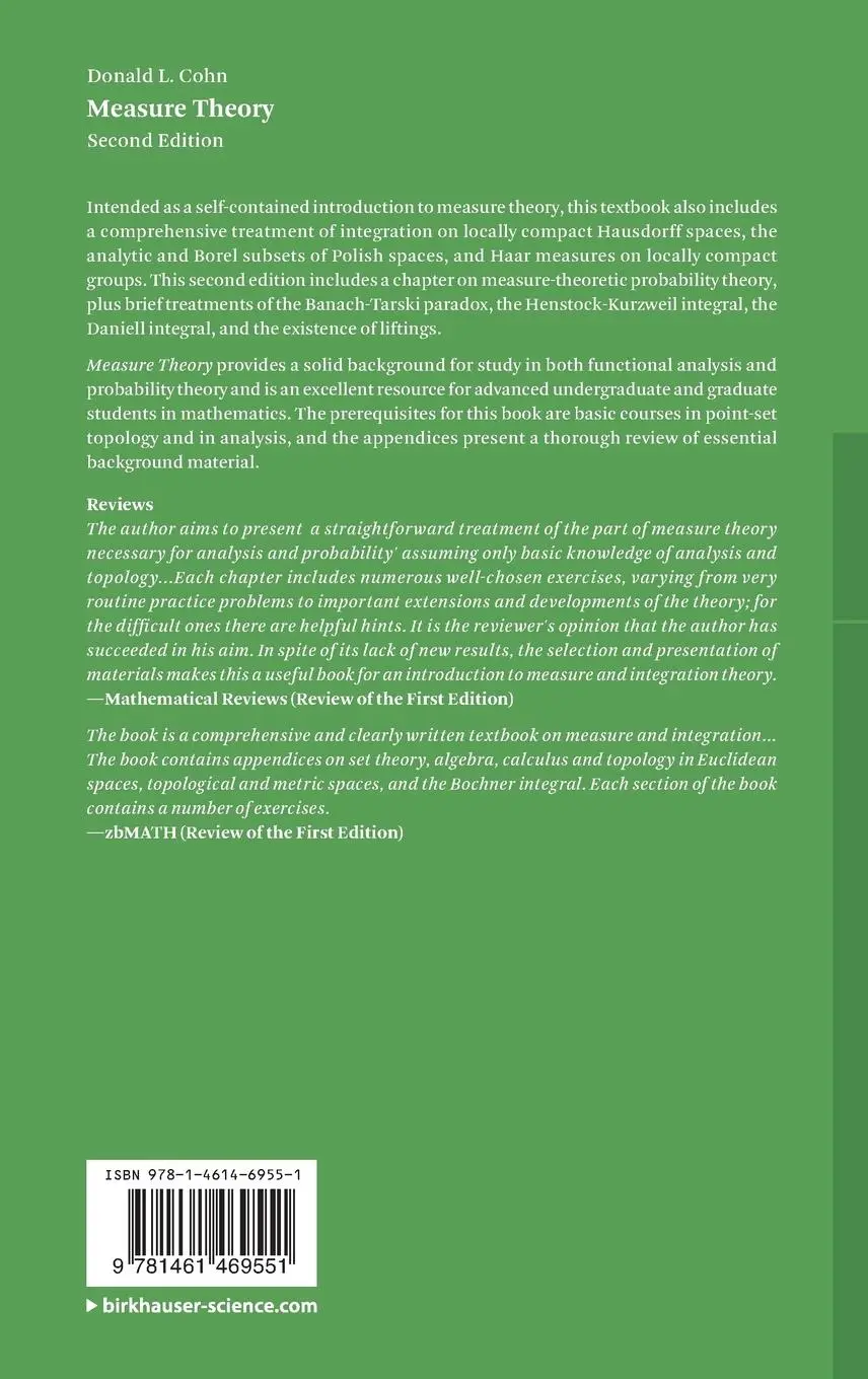 Rückseite: 9781461469551 | Measure Theory | Second Edition | Donald L. Cohn | Buch | xxi | 2013