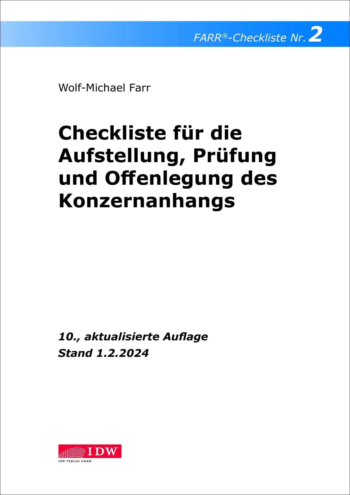 Cover: 9783802129551 | FARR Checkliste 2 für die Aufstellung, Prüfung und Offenlegung des...