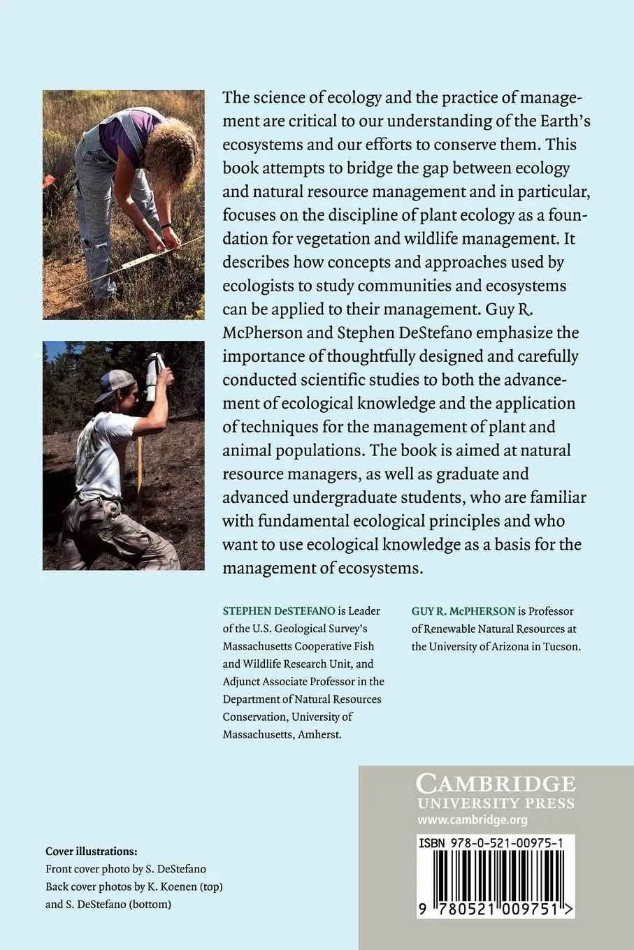 Rückseite: 9780521009751 | Applied Ecology and Natural Resource Management | McPherson (u. a.)