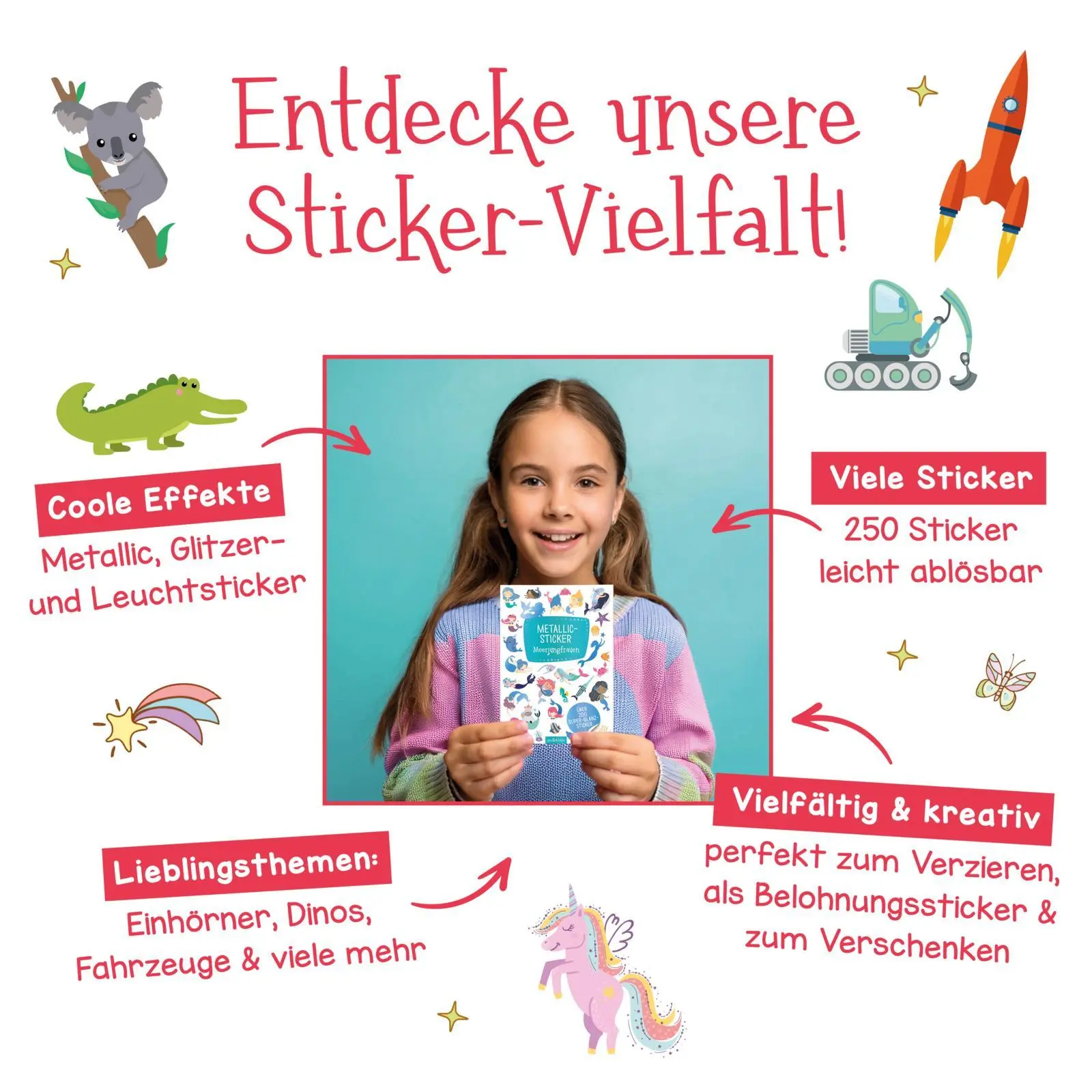 Bild: 4014489129851 | Leucht-Sticker - Tiere | 200 Sticker leuchten in der Nacht! | 16 S.
