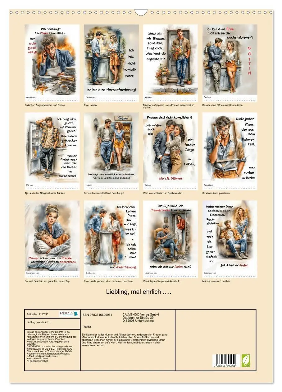 Bild: 9783516699951 | Liebling, mal ehrlich ..... (Wandkalender 2026 DIN A2 hoch),...