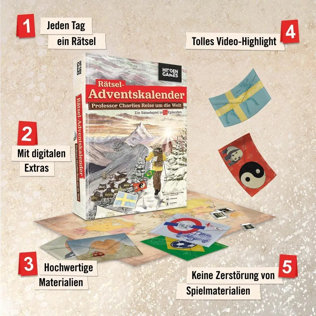 Bild: 4260686490052 | Hidden Games: Rätsel Adventskalender Professor Charlies Reise um...