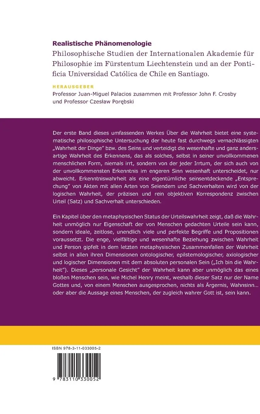 Rückseite: 9783110330052 | Wahrheit und Person | Josef Seifert | Buch | 492 S. | Deutsch | 2009
