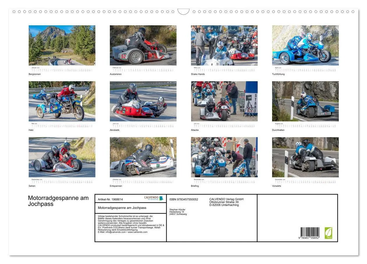 Bild: 9783457550052 | Motorradgespanne am Jochpass (Wandkalender 2026 DIN A2 quer),...