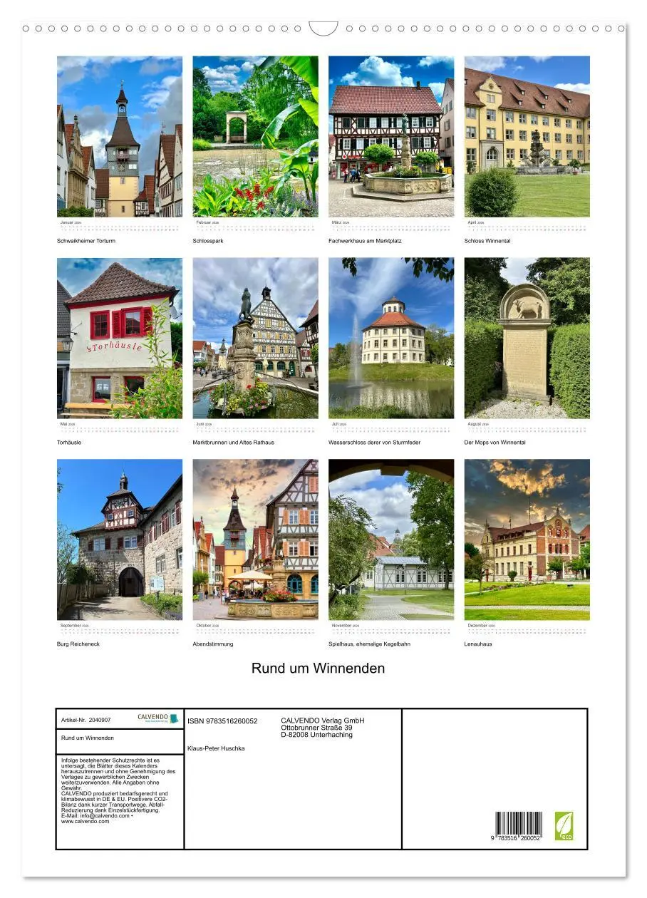 Bild: 9783516260052 | Rund um Winnenden (Wandkalender 2026 DIN A2 hoch), CALVENDO...