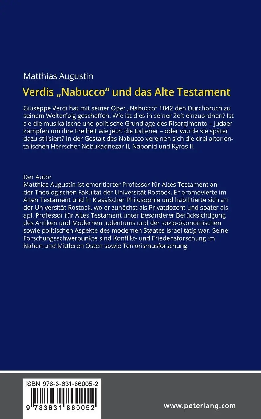 Rückseite: 9783631860052 | Verdis "Nabucco" und das Alte Testament | Matthias Augustin | Buch