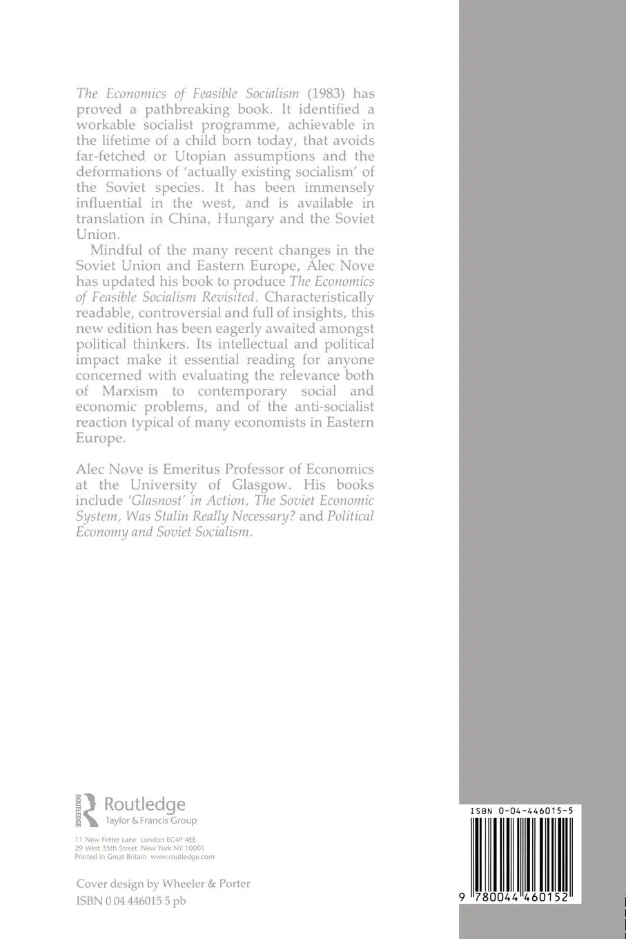 Rückseite: 9780044460152 | The Economics of Feasible Socialism Revisited | Alec Nove | Buch