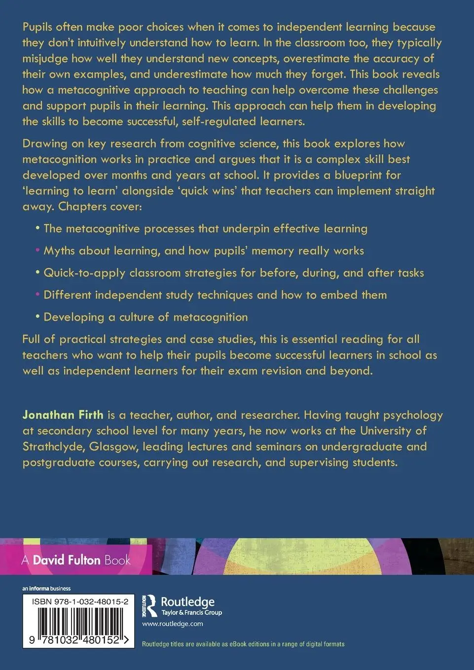 Rückseite: 9781032480152 | Metacognition and Study Skills: A Guide for Teachers | Jonathan Firth