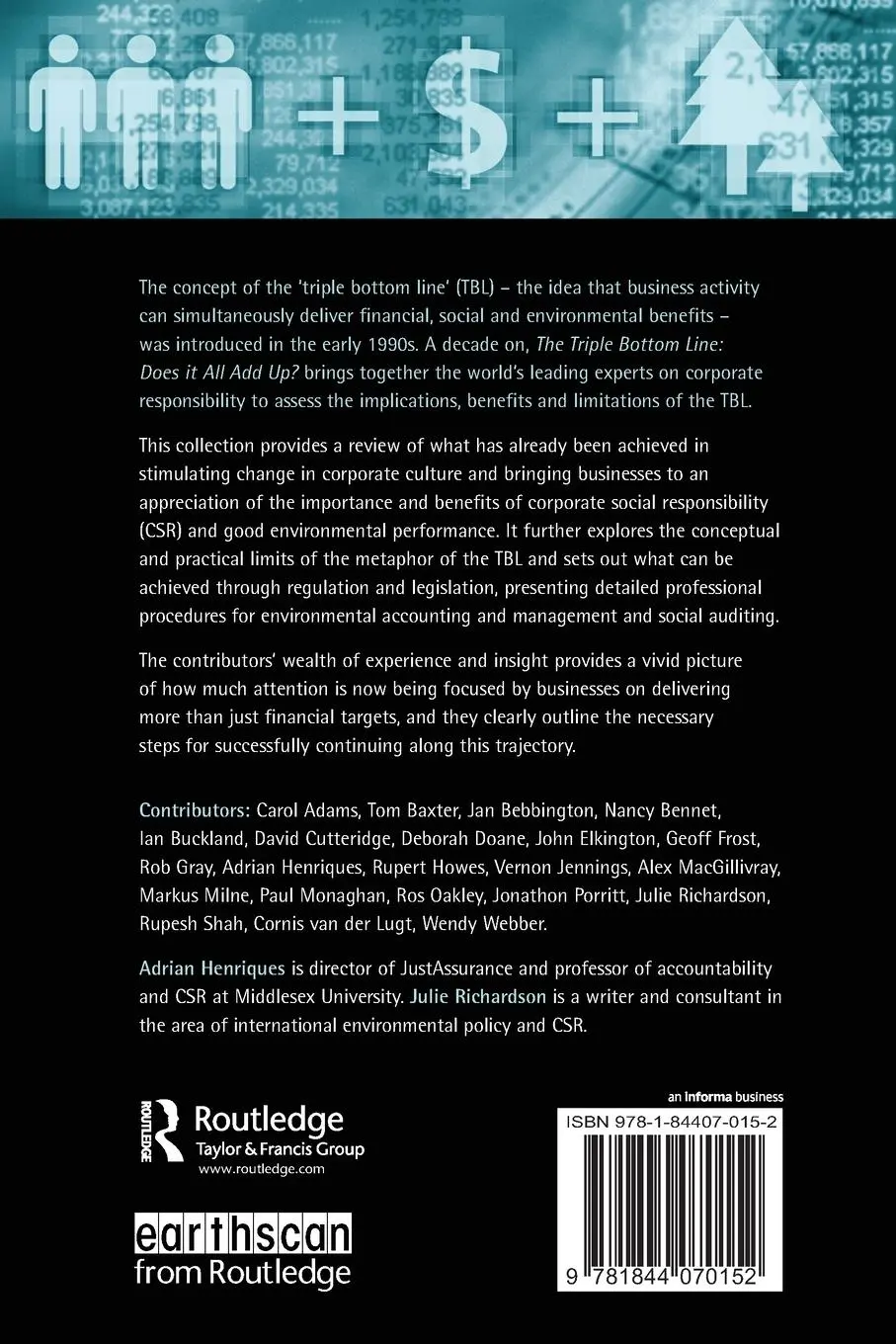 Rückseite: 9781844070152 | The Triple Bottom Line | Does It All Add Up | Adrian Henriques (u. a.)