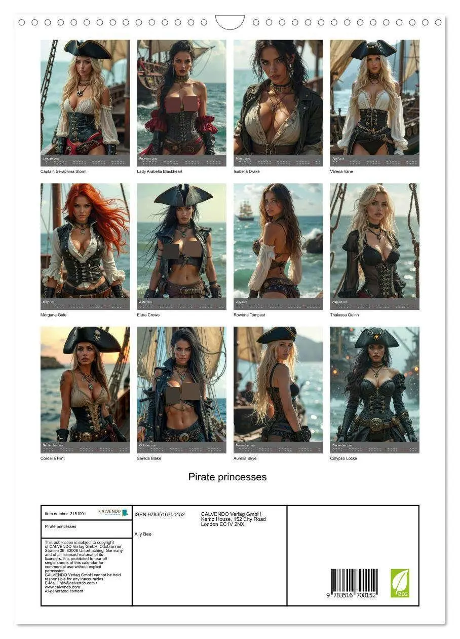 Bild: 9783516700152 | Pirate princesses (Wall Calendar 2026 DIN A3 portrait), CALVENDO 12...