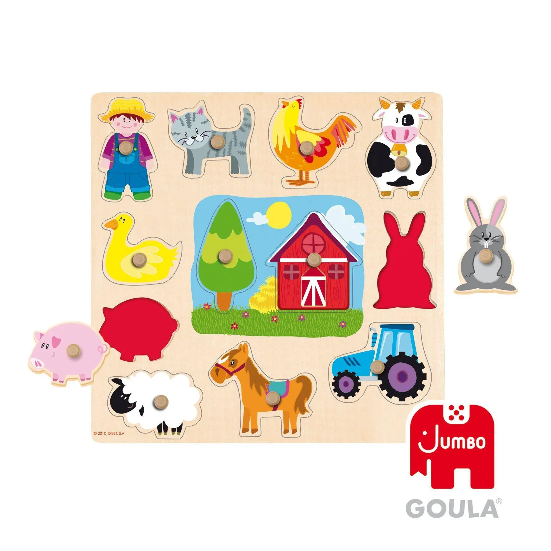 Cover: 8410446530252 | Goula Holzpuzzle Silhouetten Bauernhof | 12 Teile | Spiel | Brettspiel