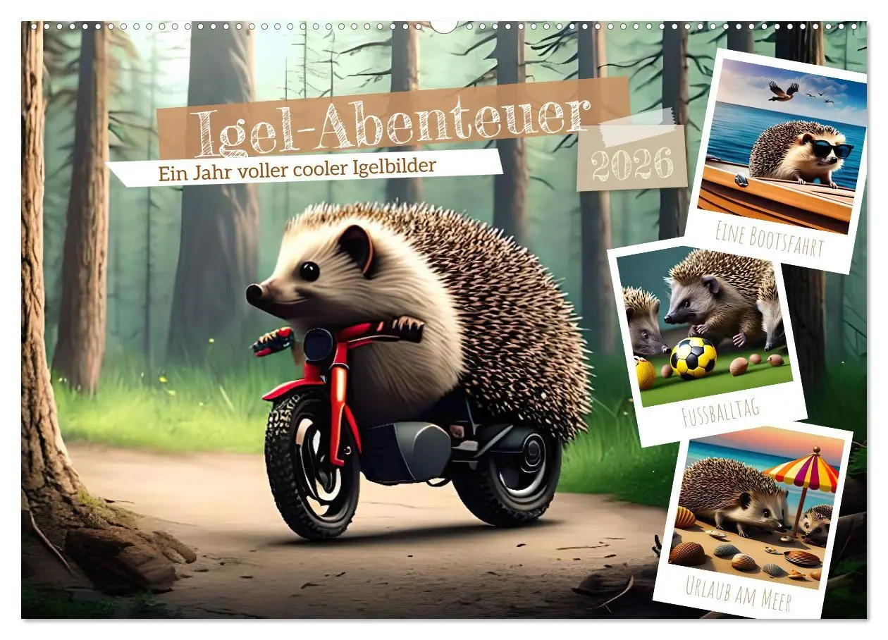 Cover: 9783457530252 | Igel-Abenteuer (Wandkalender 2026 DIN A2 quer), CALVENDO...