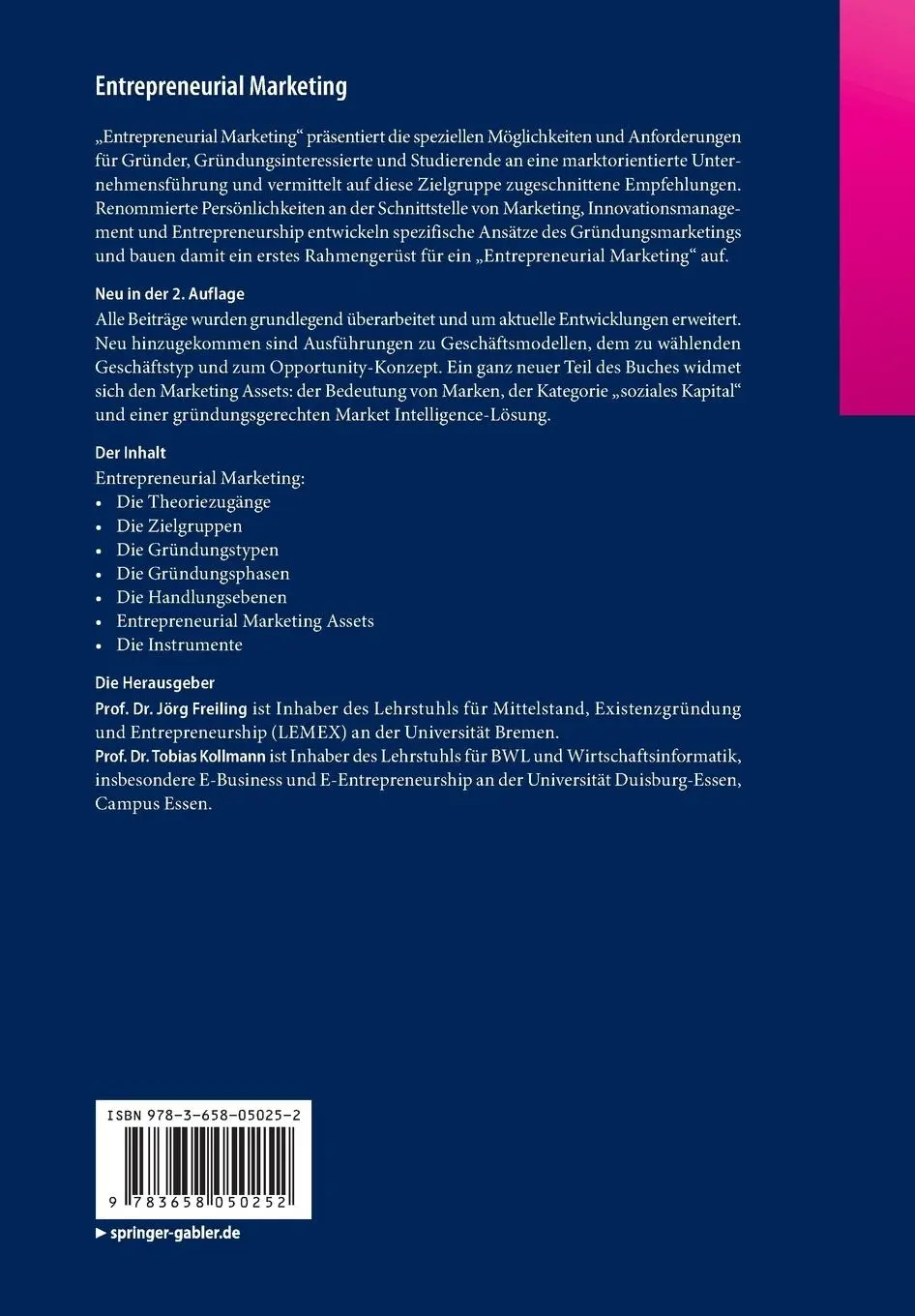 Rückseite: 9783658050252 | Entrepreneurial Marketing | Tobias Kollmann (u. a.) | Taschenbuch