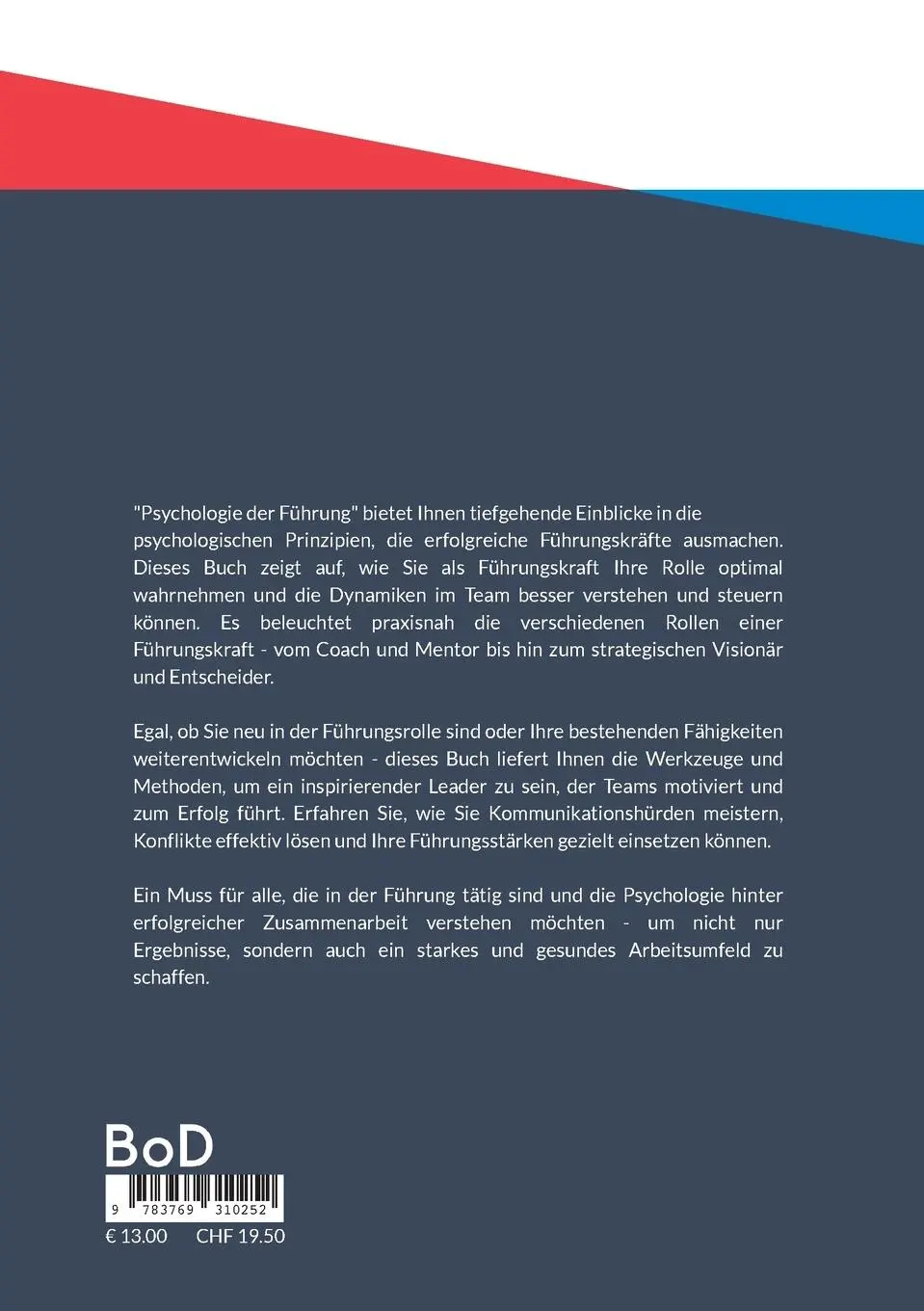 Rückseite: 9783769310252 | Psychologie der Führung | Christof Bechtiger | Taschenbuch | Paperback
