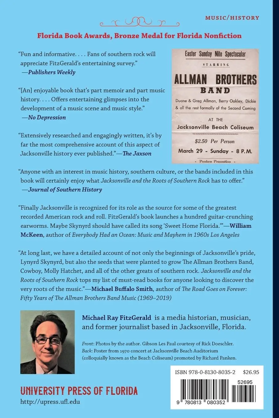 Rückseite: 9780813080352 | Jacksonville and the Roots of Southern Rock | Michael Ray Fitzgerald