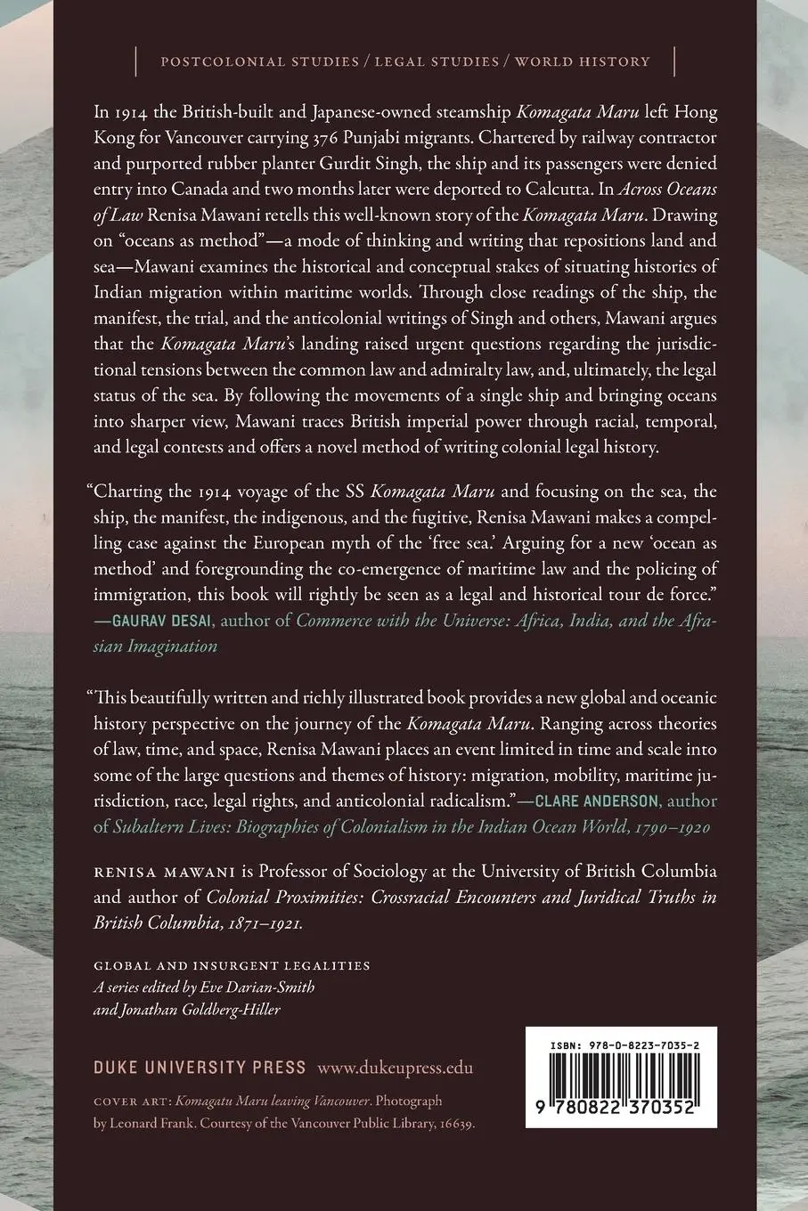 Rückseite: 9780822370352 | Across Oceans of Law | Renisa Mawani | Taschenbuch | Englisch | 2018