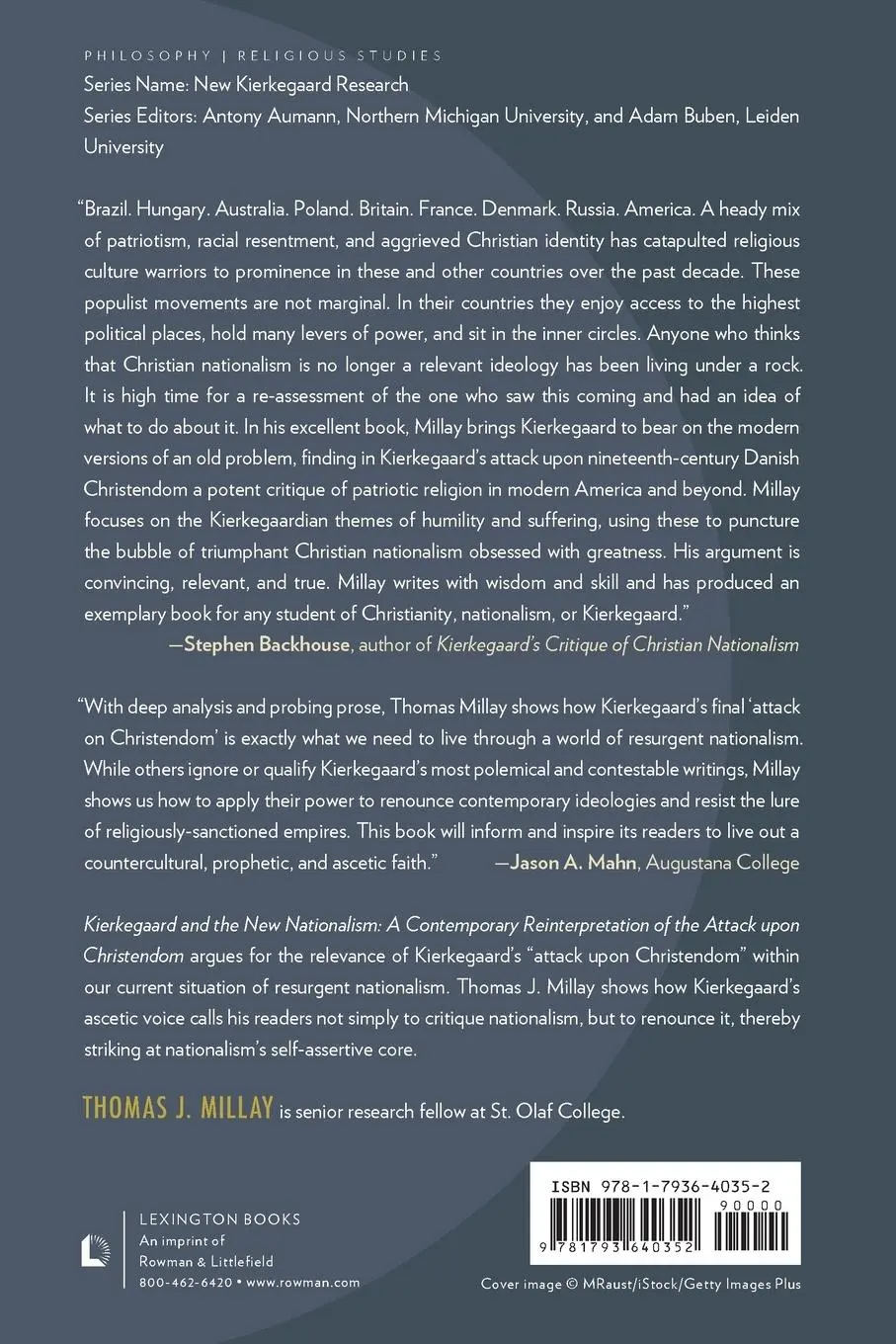 Rückseite: 9781793640352 | Kierkegaard and the New Nationalism | Thomas J. Millay | Taschenbuch