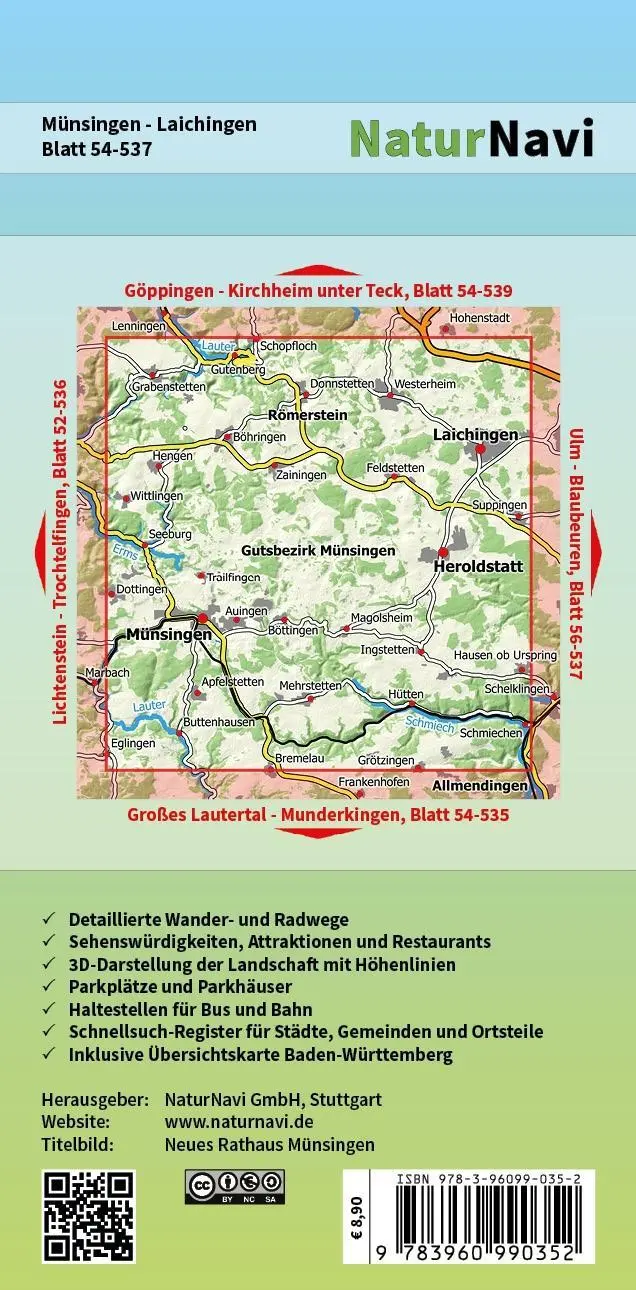 Bild: 9783960990352 | Münsingen - Laichingen 1 : 25 000, Blatt 54-537 | (Land-)Karte | 1 S.