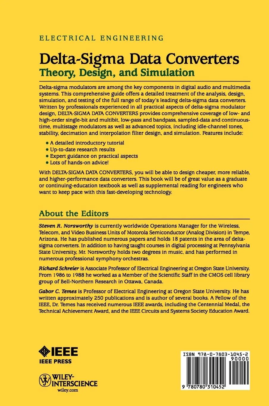 Rückseite: 9780780310452 | Delta-SIGMA Data Converters | Theory, Design, and Simulation | Buch