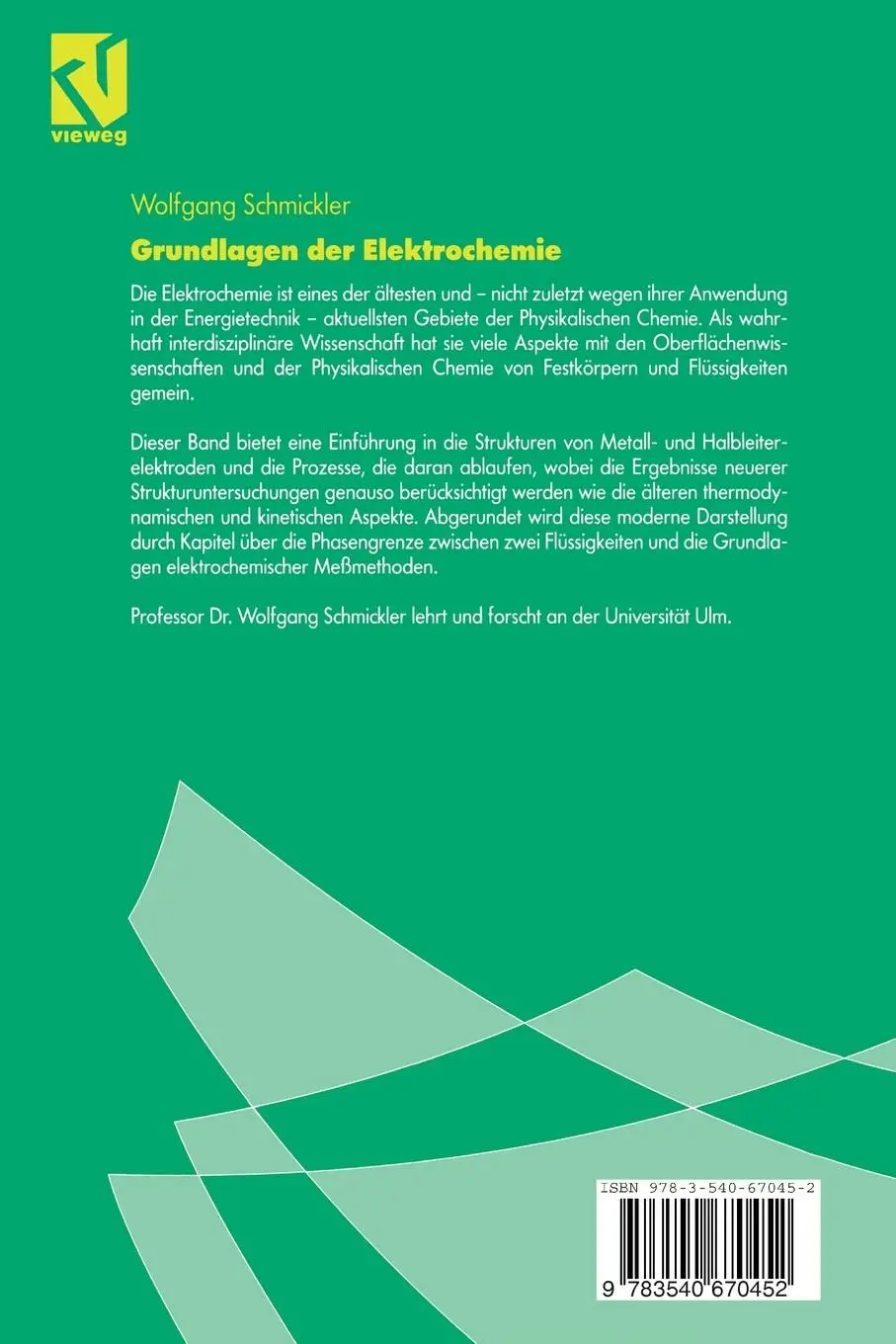 Rückseite: 9783540670452 | Grundlagen der Elektrochemie | Wolfgang Schmickler | Taschenbuch | xi