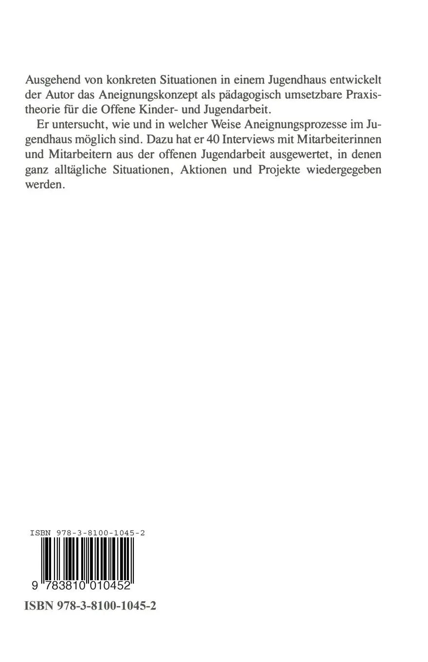 Rückseite: 9783810010452 | Das Konzept "Aneignung" im Jugendhaus | Ulrich Deinet | Taschenbuch