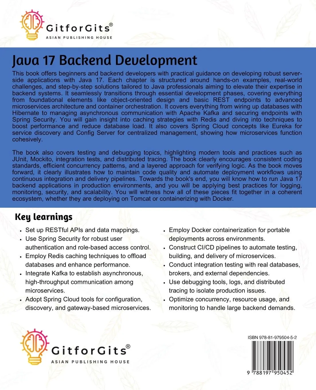 Rückseite: 9788197950452 | Java 17 Backend Development | Elara Drevyn | Taschenbuch | Englisch