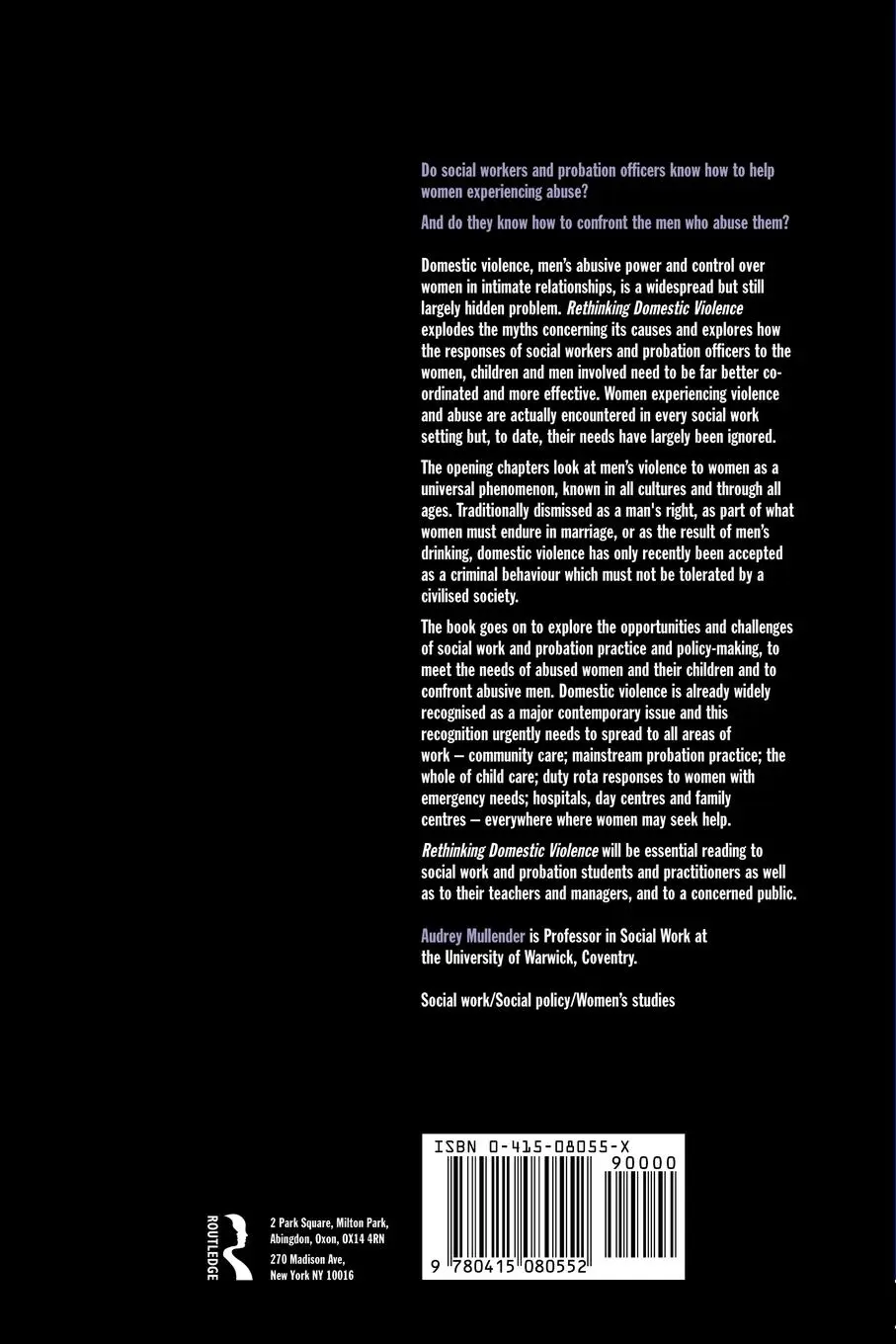 Rückseite: 9780415080552 | Rethinking Domestic Violence | The Social Work and Probation Response